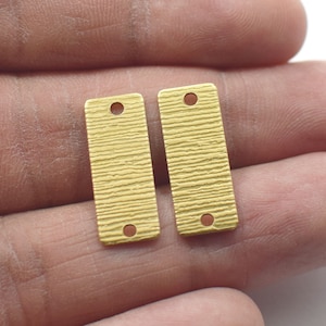 0,8 x 8 x 20 mm , Grezzo Ottone Strutturato Rettangolo Blanks Findings - 2 Foro