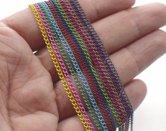 2 x 3 mm , Collana Colorata Ovale Cerchio Catena - Pendente Catena