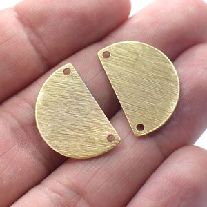 0.8 x 14 x 21.5 mm ,  Raw Brass Textured Semi Circle Charms  - 2 Hole