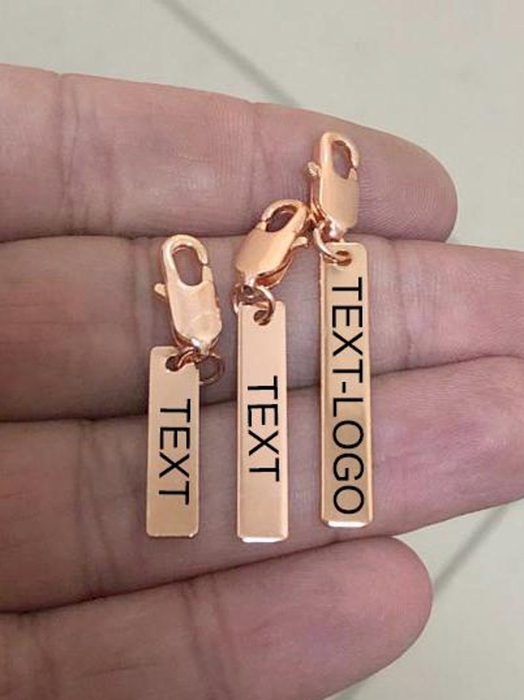 Pull Name Zipper Pull Name Custom Laser Engraved Rose Gold Plated Tag ...