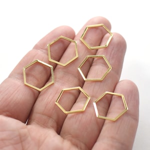 1 x 16 mm , 24K Shiny Gold Plated Hexagon Ring Circle Shape Charms  - NF0544