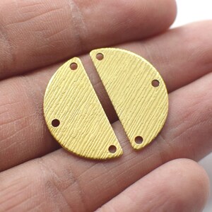 0.8 x 12.5 x 25 mm ,  Raw Brass Textured Semi Circle Charms  - 3 Hole