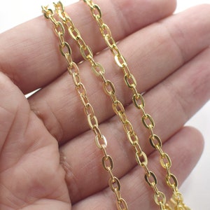 4 x 6 mm , 24K Shiny Gold Plated Oval  Chain -  NF0069