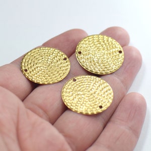 0,5 x 25 mm, Rohmessing Struktur stempeln Disc Charms - Runde 2 Loch Befunde