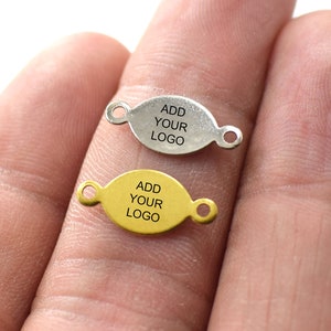 Custom Jewelry Logo Charms -Personalized Logo Charms -Jewelry Tag Charms - 0.5 x 7.5 x 16 mm - Oval Jewelry Label Findings