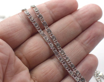 3 x 7 mm, łańcuszek pancerny rodowany, łańcuszek pleciony - NF0421