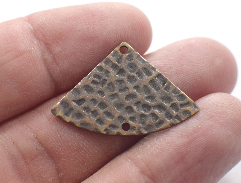 2 Hole Fan Findings 0.8 x 19 x 30 mm Antique Copper Hammered Fan Charms
