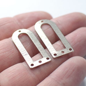0.8 x 13 x 30 , Silver Tone Textured D Shape Charms- 4 Hole