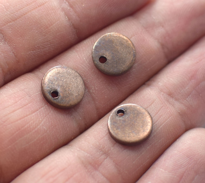 Antique Copper Round Stamping Disc Round 1 Hole Findings 1.5 x 10 mm