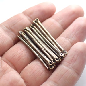 2 x 40 mm , Antique Copper  Solid Round Rod Findings  - 2 Hole