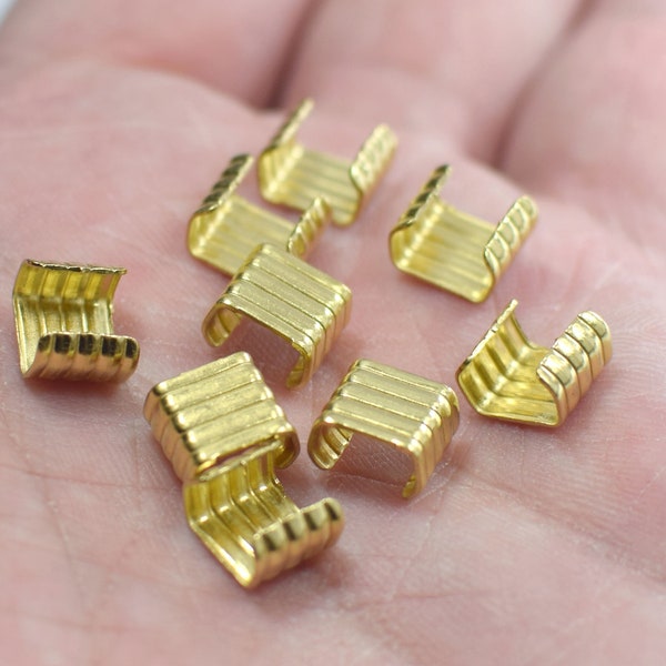 0.5 x 7 x 9 mm , Raw Brass  Cord - Leather Compression Findings ( 4mm,5mm,6mm,7mm Compression )