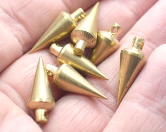 8  x 21 mm ,  Raw Brass Solid İndustrial Spike Findings - Charms - 2.5 mm Hole