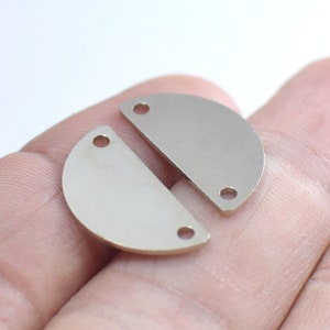 0.8 x 10 x 20 mm , Silver Tone  Semi Circle  Charms  - 2 Hole