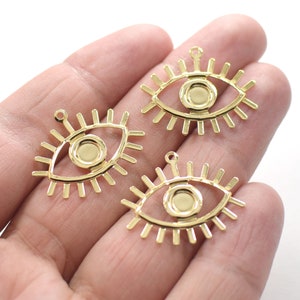 0.5 x 22 x 26.5 mm , 24K Shiny Gold Plated Eye Shape  Necklace - Earring  Charms - NF0561