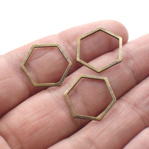 1 x 16 mm , Antique Brass  Hexagon Ring Circle Shape Findings