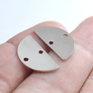 0.8 x 10 x 20 mm , Silver Tone  Semi Circle  Charms  - 2 Hole