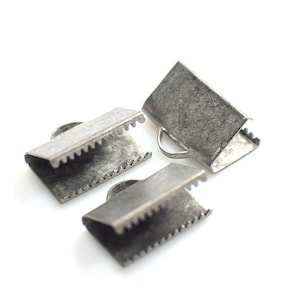 Antique Silver  Ribbon Crimps -  Ribbon Crimp  -  10 x 16.5 mm