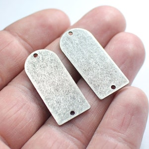 0.8 x 13 x 30 mm,  Antique Silver  D Shape Charms -  2 Hole