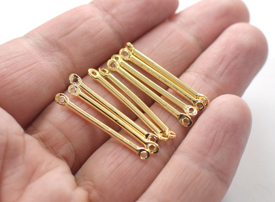 2 x 30 mm 24K Shiny Gold Plated Solid Round Rod Findings Etsy