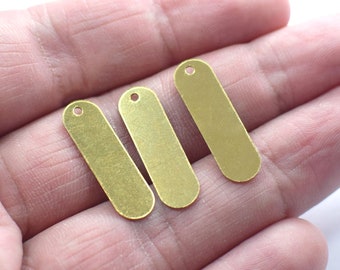 Raw Brass 1 Hole Rectangle Blanks  Findings  -  0.5 x 7 x 24 mm