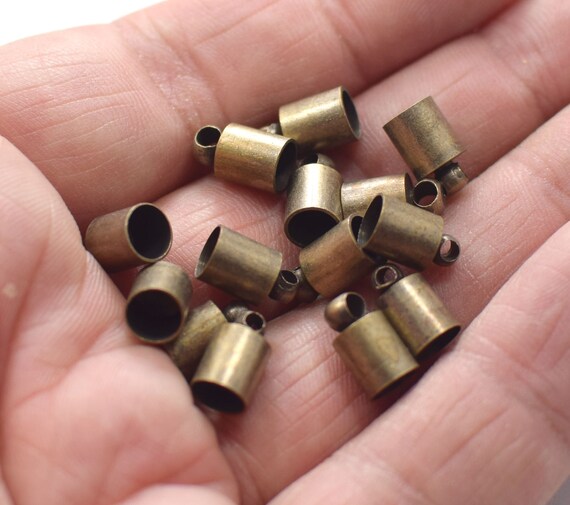 X 10 Mm Antique Brass Handle Round Cord End Caps Hole Mm