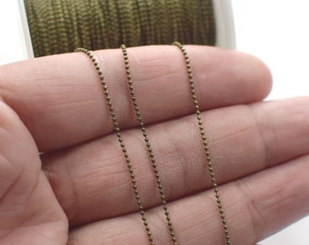 1 mm, Antieke Messing Faceted Ball Chain
