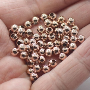 5 mm, Rose Gold Plated Round Ball Beads - Hole 2.5 mm