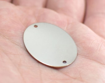 0.5 x 19 x 26  mm , Silver Tone Oval  Shape Charms - 2 Hole