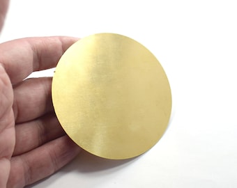 75 mm Raw Brass Big Round Disc Findings - ( Geen gat ) - 0,5 x 75 mm