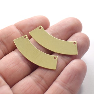 Raw Brass Crescent Shape Charms -  2 Hole  Crescent  ,  0.8 x 10 x 37 mm