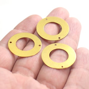 0.5 x 25 mm、真鍮ラウンドリングディスクチャーム - 2穴