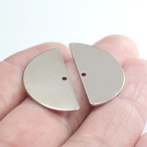 0.8 x 15 x 30 mm , Silver Tone  Semi Circle  Charms  - 1 Hole