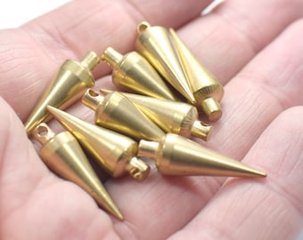 8  x 25 mm ,  Raw Brass Solid İndustrial Spike Findings - Charms - 2.5 mm Hole