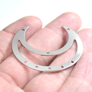 0.8 x 39 x 42 mm , Silver Tone  Crescent Shape Charms -  8 Hole