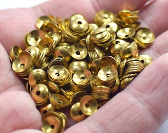 Raw Brass   Bead Caps - Round Bead Caps - 0.5 x 6 mm