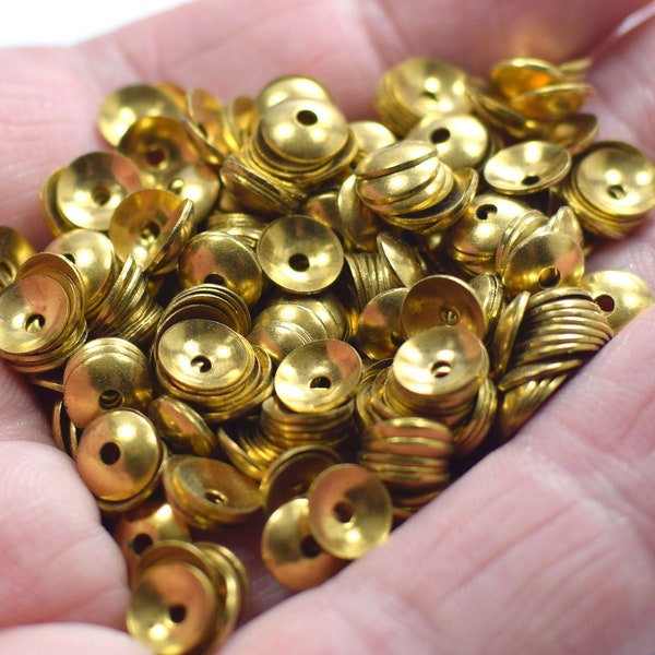 Raw Brass   Bead Caps - Round Bead Caps - 0.5 x 6 mm