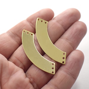 Raw Brass Crescent Shape Charms -  6 Hole  Crescent  ,  0.8 x 10 x 50 mm