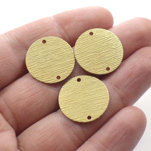0.5 x 20 mm ,  Raw Brass Textured  Round Findings  - 2 Hole
