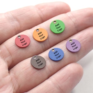 0.8 x 10 mm , Custom Jewelry Logo Colored Charms -Personalized Logo Charms -Jewelry Tag Charms - Jewelry Label Findings