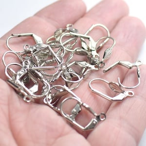 10 x 19 mm , Silver Tone  LeverBack Earring Charms