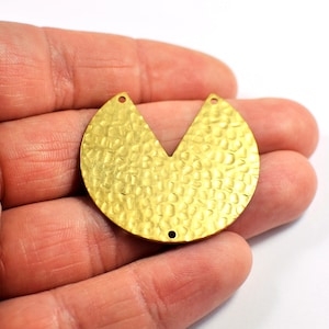 Roh Messing gehämmert Scheibe Form Charms - 3 Loch Scheibe Erkenntnisse, 0,8 x 37 mm