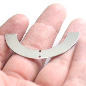 0.5 x 8 x 50 mm , Silver Tone Crescent Shape Charms -  2 Hole
