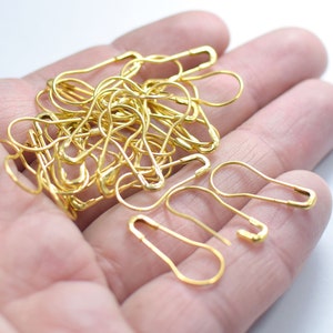 10 x 23 mm , Gold Color Pear Form Safety Pins Connector