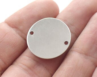 0,7 x 20 mm, roestvrij staal ronde stempelen blanks bevindingen - 2 gat