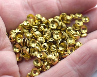 Raw Brass   Bead Caps - Round Bead Caps - 0.5 x 4.5 mm