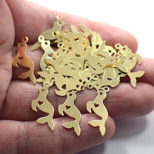 Raw Brass Seal Fish Figure Charms  - 0.5 x 10 x 23 mm