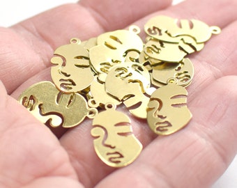 0,5 x 10,5 x 20 mm , Raw Brass Face Charms - 1 hole
