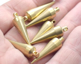 8  x 30 mm ,  Raw Brass Solid İndustrial Spike Findings - Charms - 2.5 mm Hole