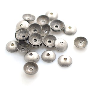 Antique Silver Tone Bead Caps - Round Bead Caps - 0.5 x 8 mm