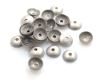 Antique Silver Tone Bead Caps - Round Bead Caps - 0.5 x 8 mm
